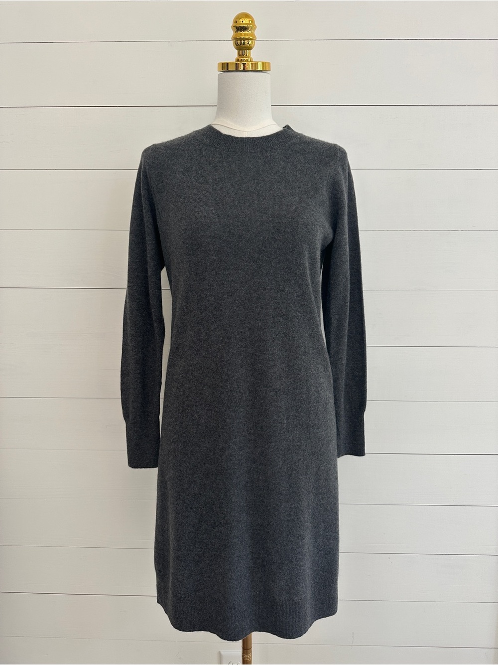 100% Cashmere JCrew Charcoal Crewneck Sweater Dress